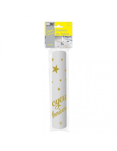 Chemin de table anniversaire métallisé 5m