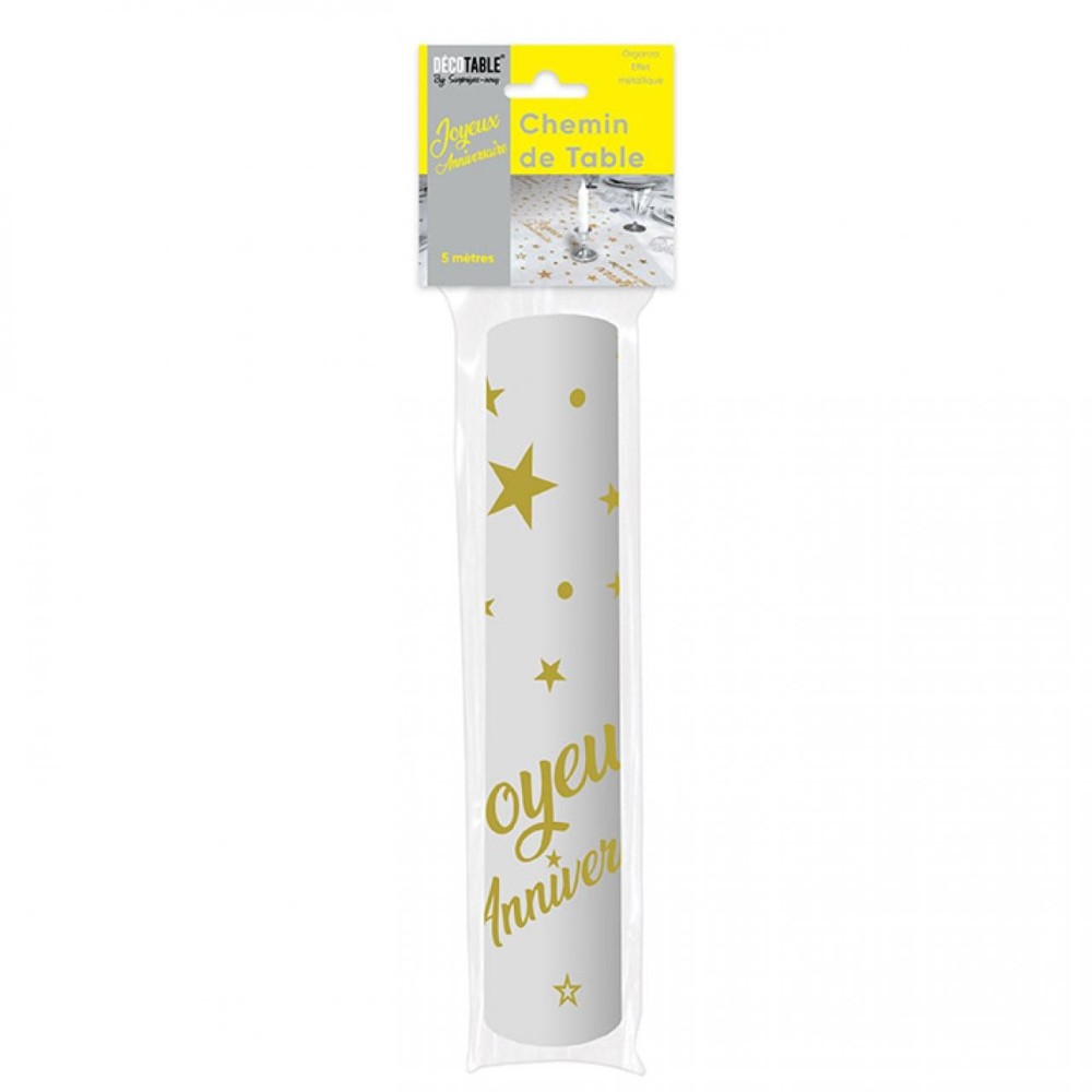 Chemin de table anniversaire métallisé 5m