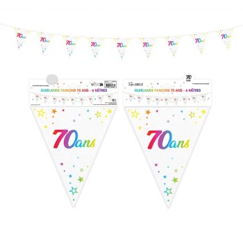 Guirlande fanion 70 ans multicolore