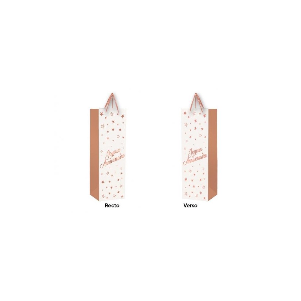 Sac Joyeux Anniversaire bouteille rose gold