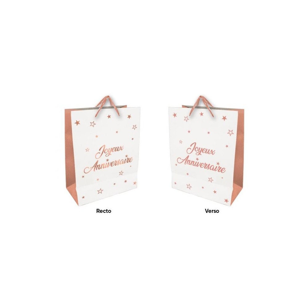 Sac Joyeux Anniversaire rose gold 30x40 cm