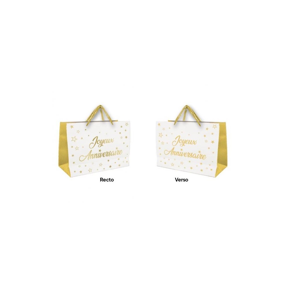 Sac Joyeux Anniversaire or 25x30 cm