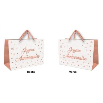 Sac Joyeux Anniversaire rose gold 25x30 cm