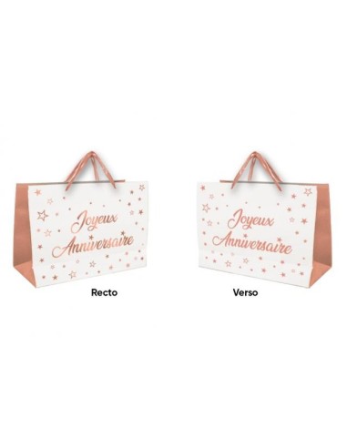 Sac Joyeux Anniversaire rose gold 25x30 cm