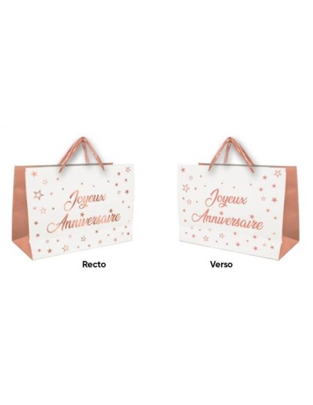 Sac Joyeux Anniversaire rose gold 25x30 cm