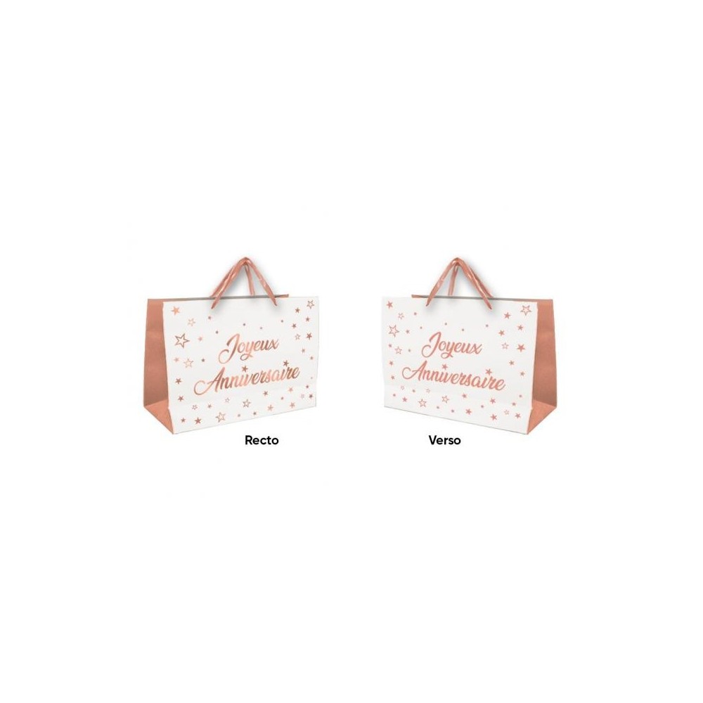 Sac Joyeux Anniversaire rose gold 25x30 cm