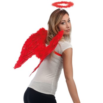 Paire d'ailes rouges en plumes
