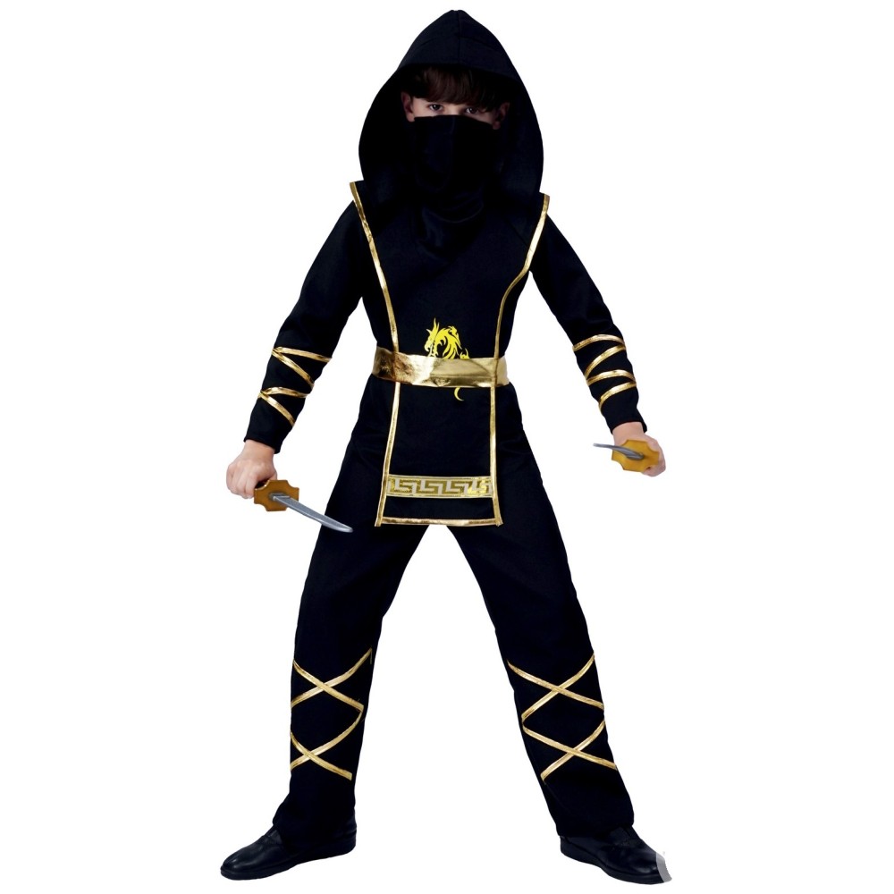 Déguisement ninja noir et doré
