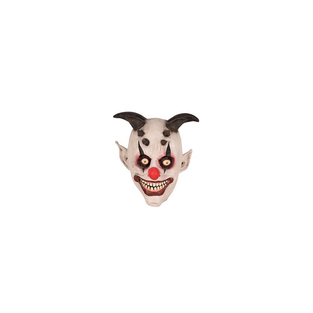 Masque clown démon avec cornes latex