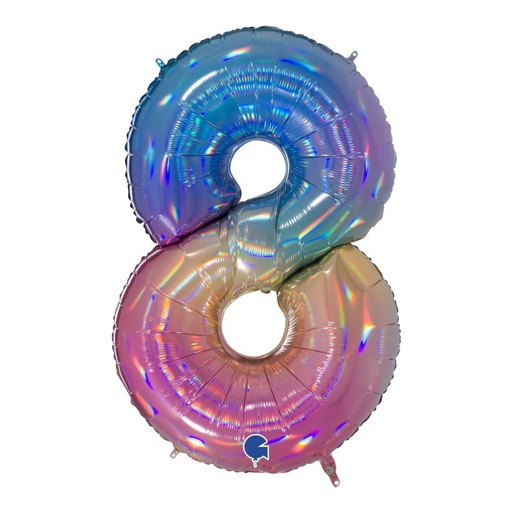 Ballon chiffre 8 géant multicolore