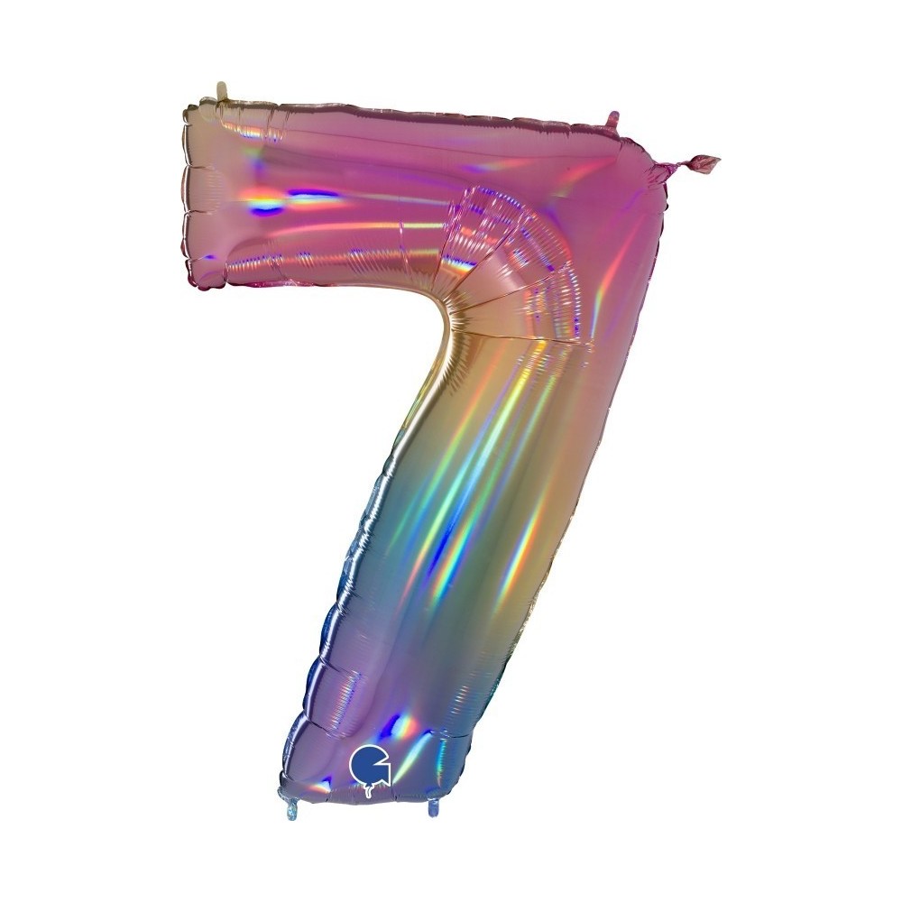 Ballon chiffre 7 géant multicolore