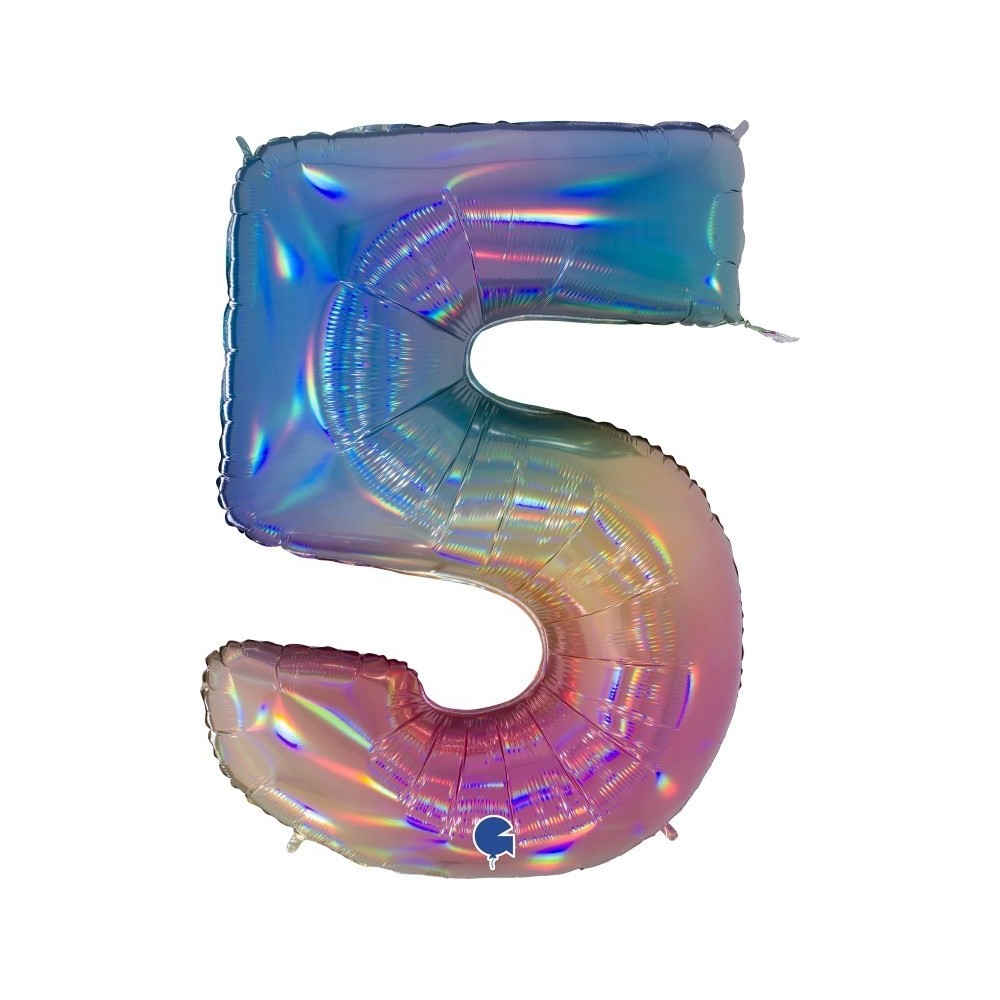 Ballon chiffre 5 géant multicolore