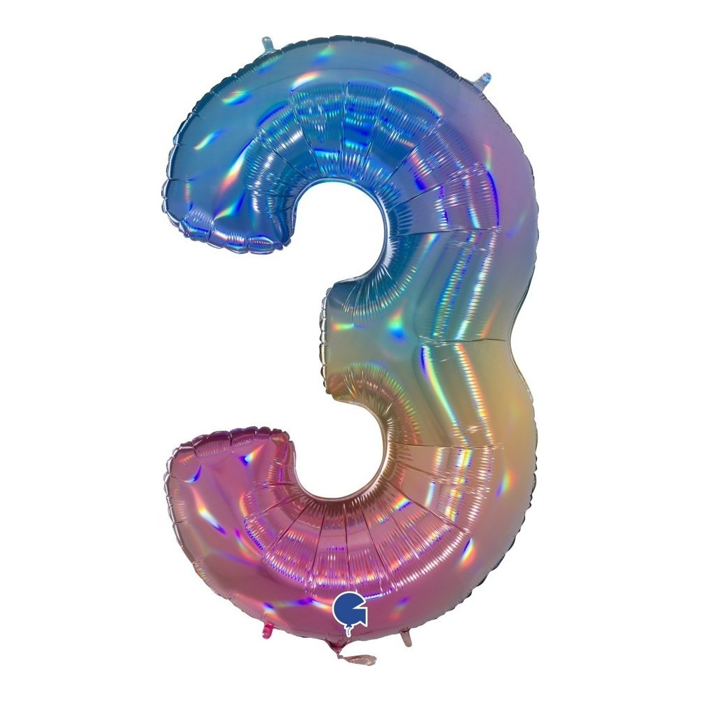 Ballon chiffre 3 géant multicolore