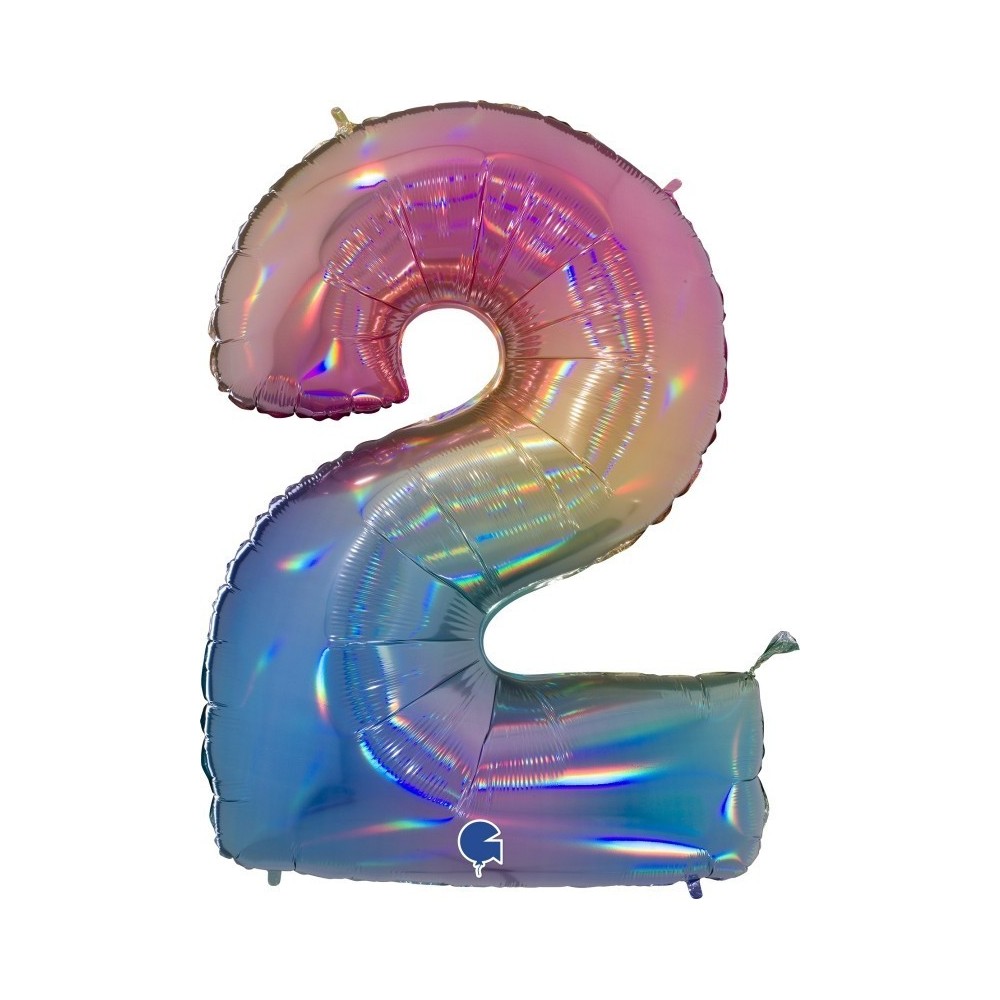 Ballon chiffre 2 géant multicolore