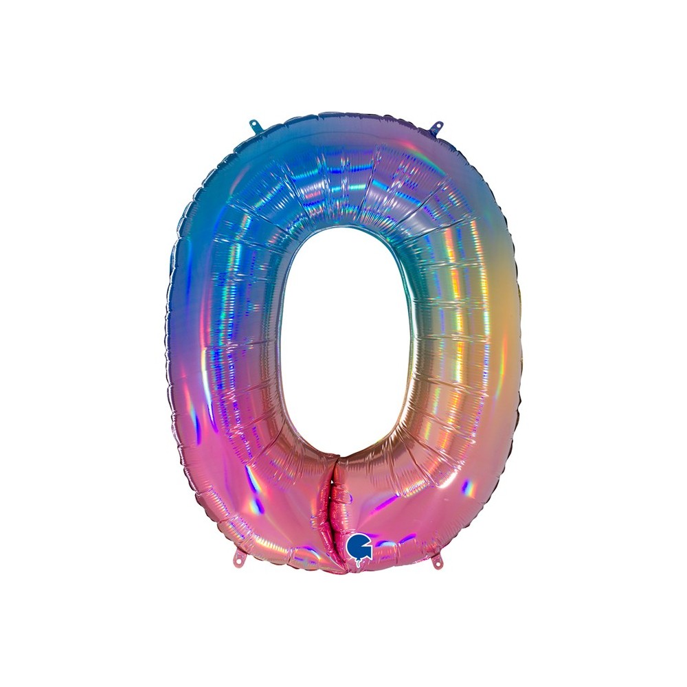 Ballon chiffre 0 géant multicolore