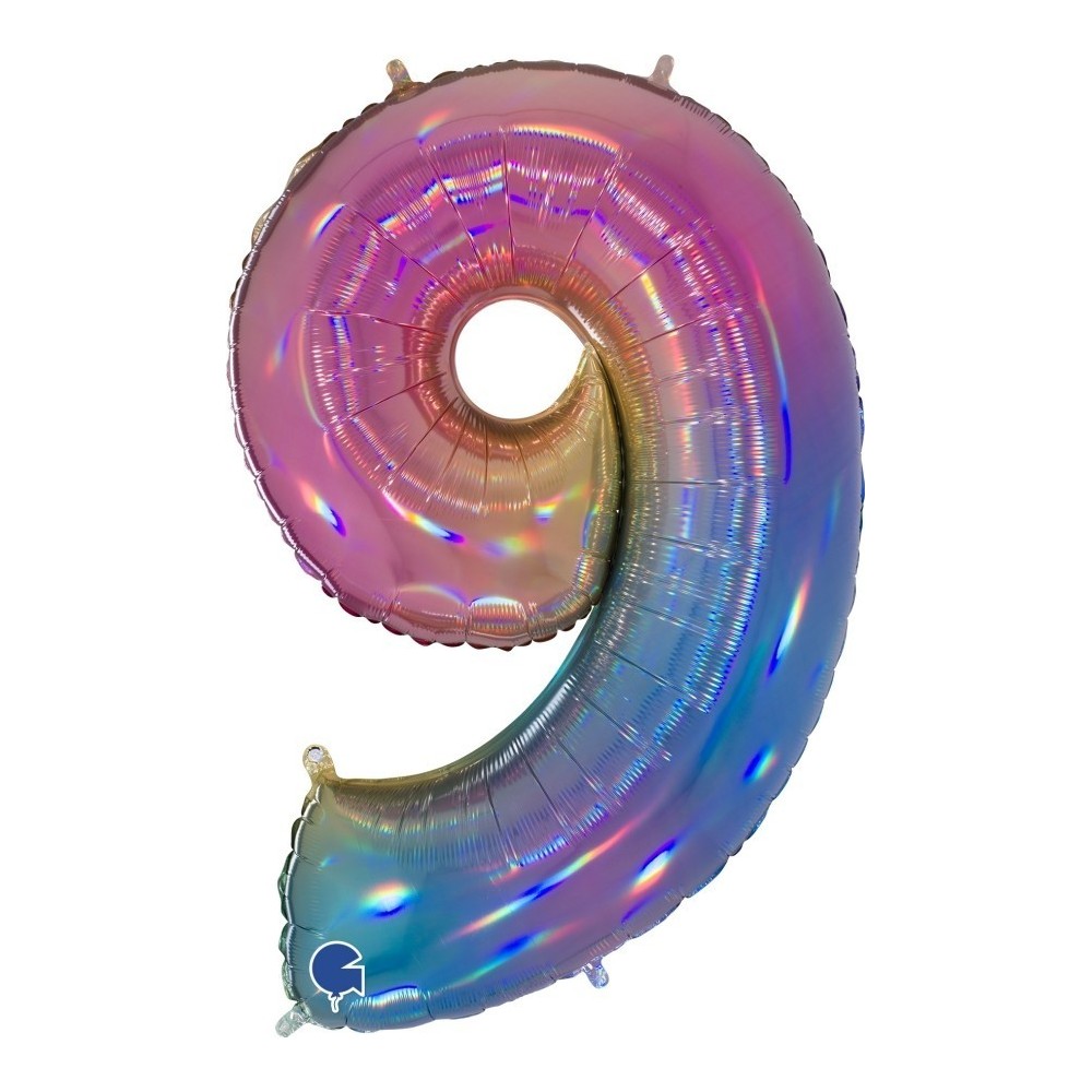 Ballon chiffre 9 géant multicolore
