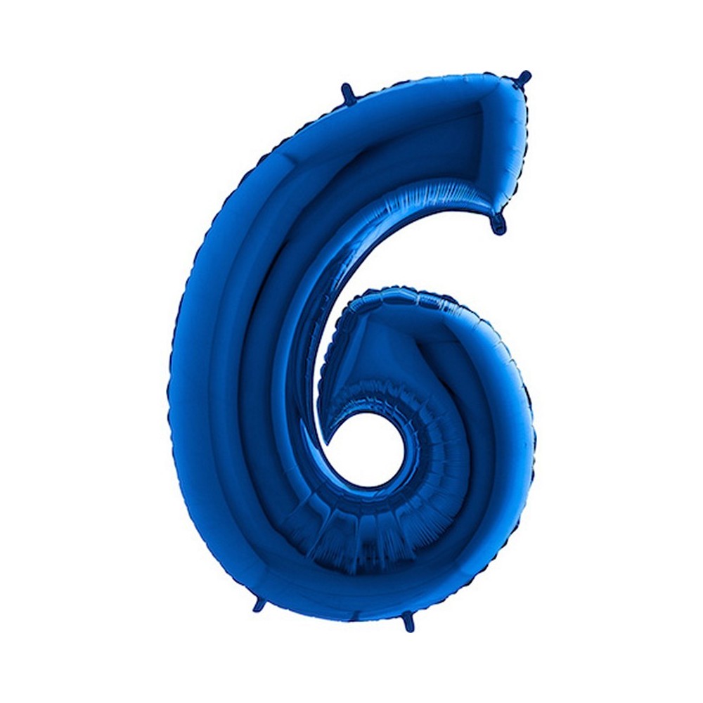 Ballon chiffre 6 géant bleu