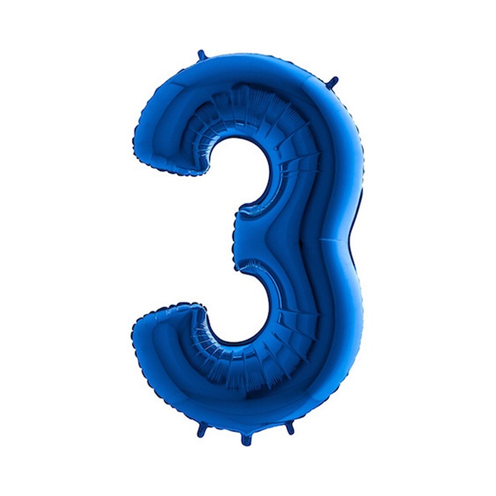 Ballon chiffre 3 géant bleu
