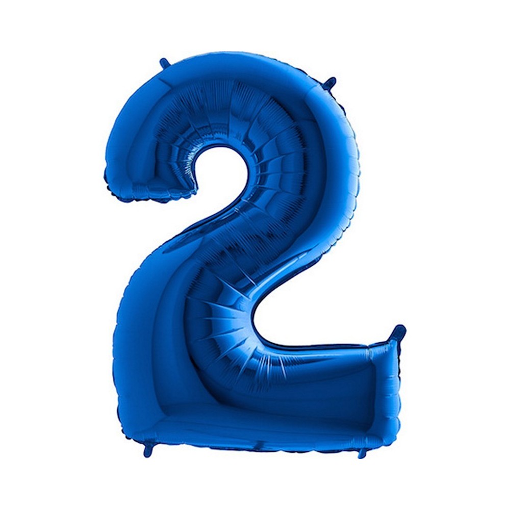 Ballon chiffre 2 géant bleu