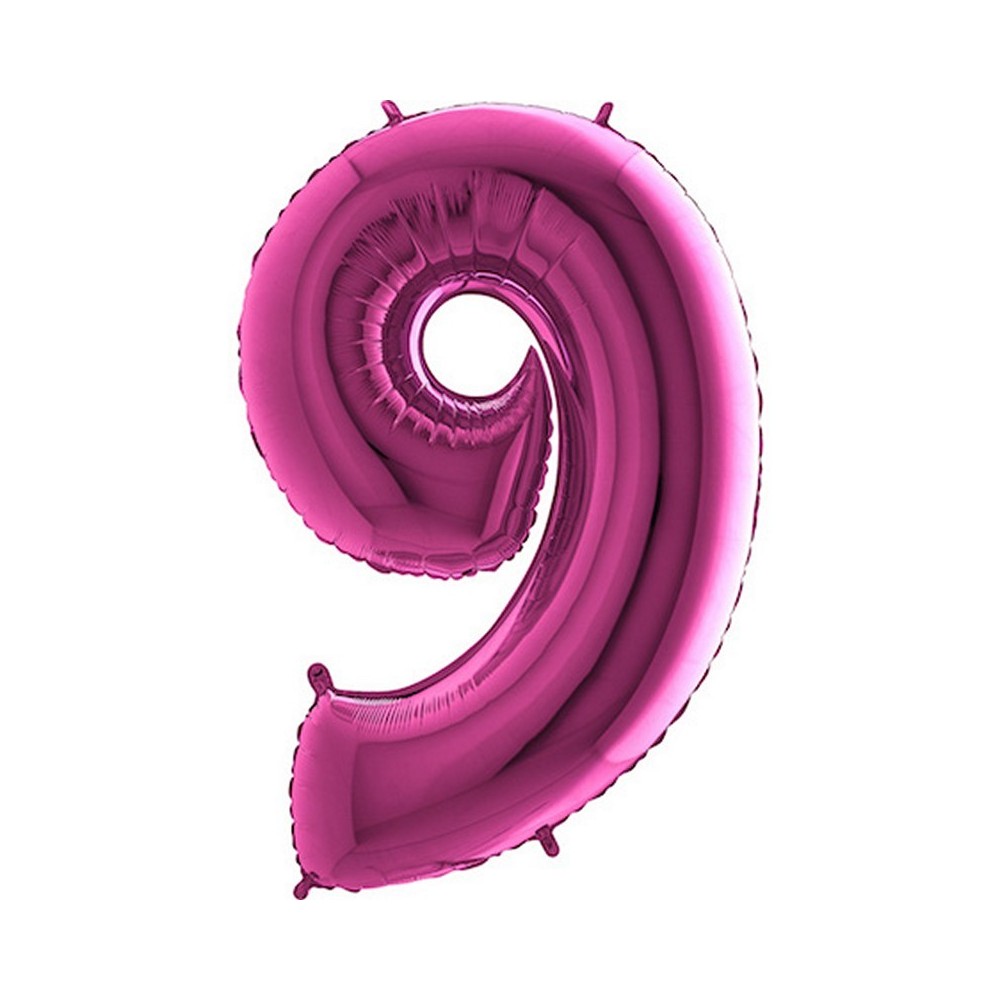Ballon chiffre 9 géant fuchsia