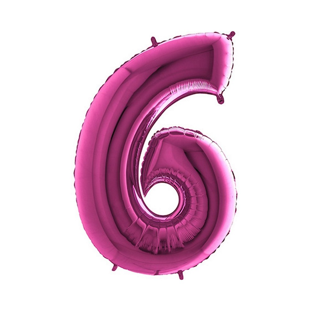 Ballon chiffre 6 géant fuchsia
