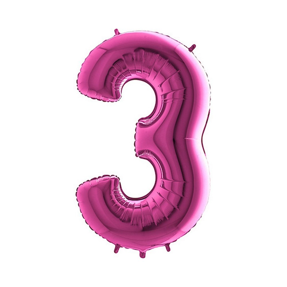 Ballon chiffre 3 géant fuchsia