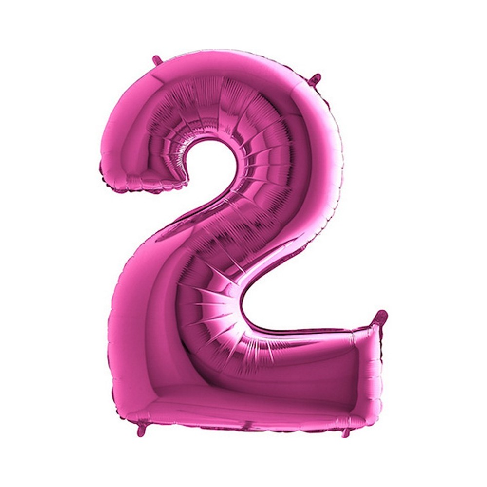 Ballon chiffre 2 géant fuchsia