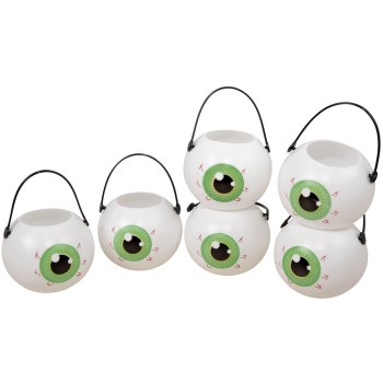 6 petits pots avec oeil déco Halloween