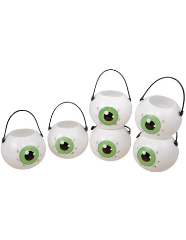 6 petits pots avec oeil déco Halloween