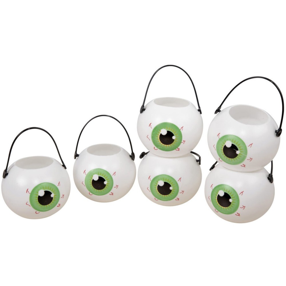 6 petits pots avec oeil déco Halloween