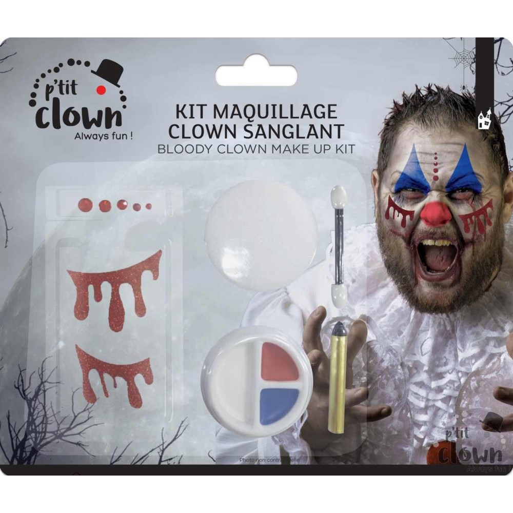 Set de maquillage clown Halloween sanglant