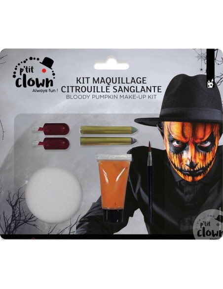 Kit maquillage tête de citrouille pour Halloween