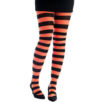 Collant rayé orange et noir