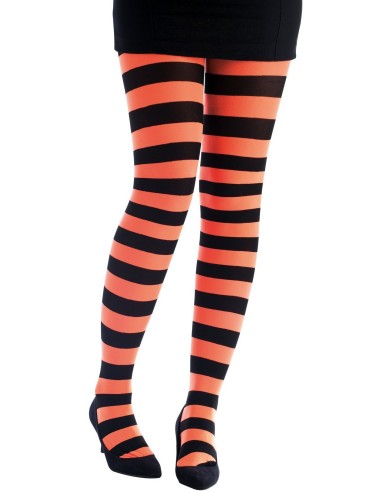 Collant rayé orange et noir
