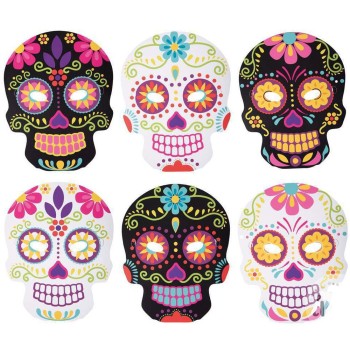 6 masques têtes de mort mexicaine Day of the Dead