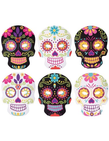 6 masques têtes de mort mexicaine Day of the Dead