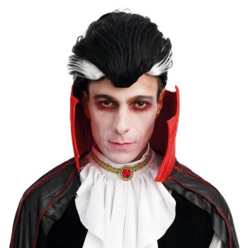 Perruque vampire noire et blanche de comte Dracula à Lille