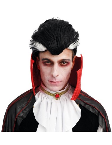 Perruque vampire noire et blanche de comte Dracula à Lille