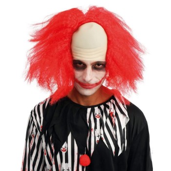 Perruque clown dégarni rouge