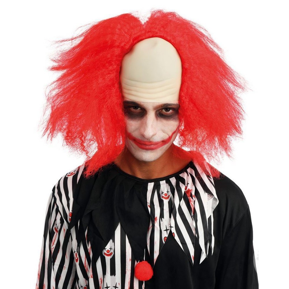 Perruque clown dégarni rouge