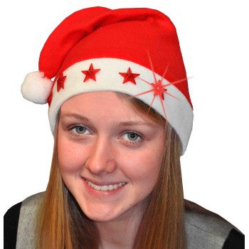 Bonnet Père Noël avec étoiles lumineuses