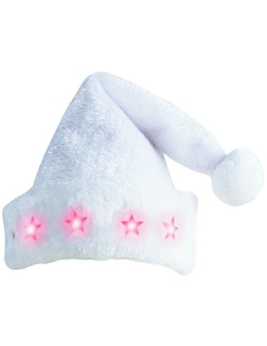 Bonnet Noël blanc avec étoiles lumineuses