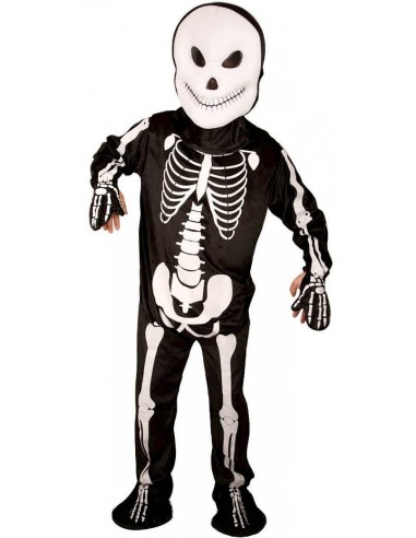Mascotte de squelette déguisement adulte noir et blanc pour Halloween