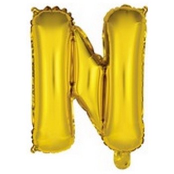 Ballon en forme de lettre N couleur or/doré pour anniversaire