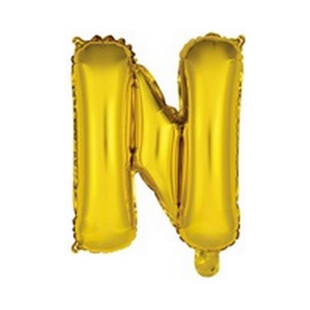 Ballon en forme de lettre N couleur or/doré pour anniversaire