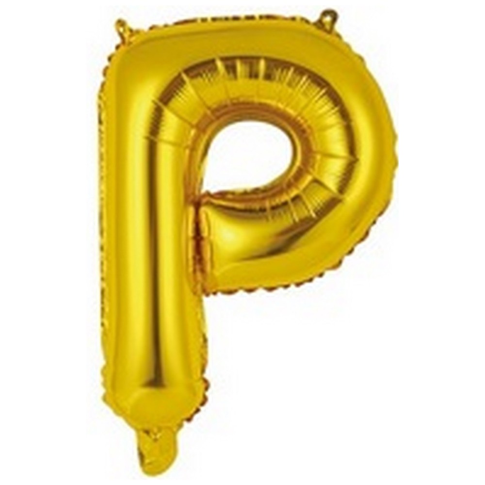 Ballon en forme de lettre P couleur or/doré pour anniversaire