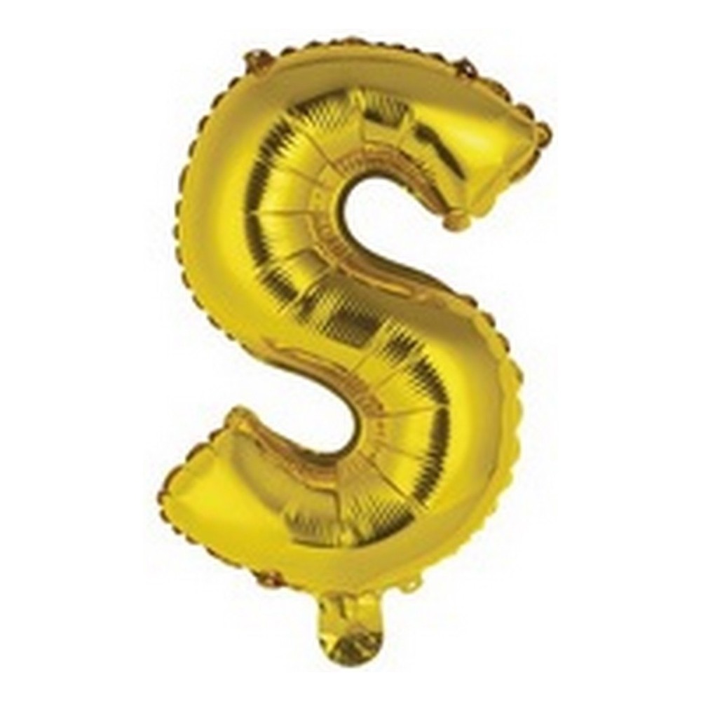 Ballon en forme de lettre S couleur or/doré pour anniversaire