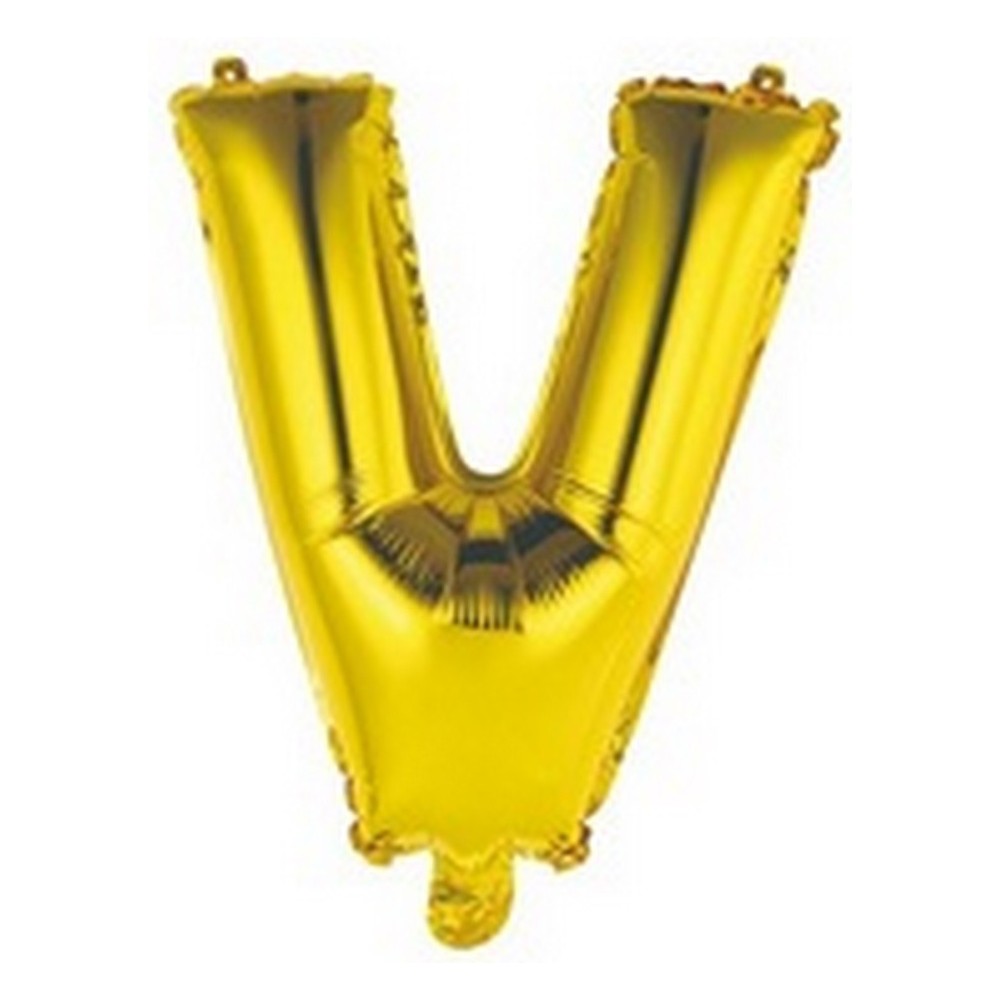 Ballon en forme de lettre V couleur or/doré pour anniversaire