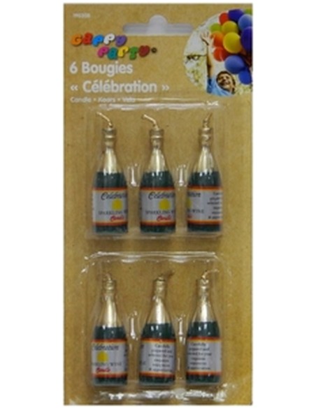 6 bougies bouteilles de champagne