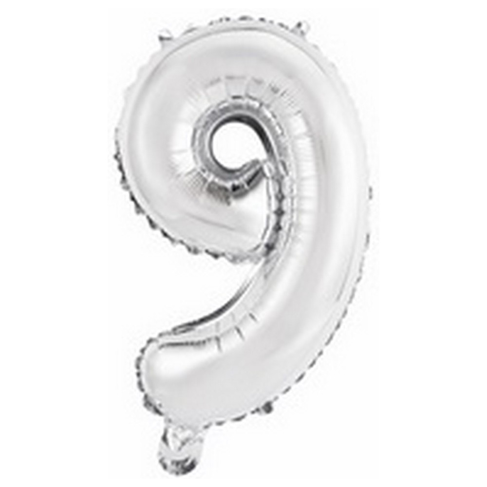 Ballon en forme de chiffre 9 couleur argent pour anniversaire